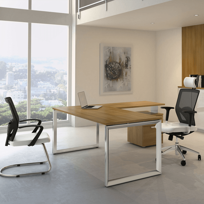 Fauteuil de bureau contemporain en cuir avec dossier haut